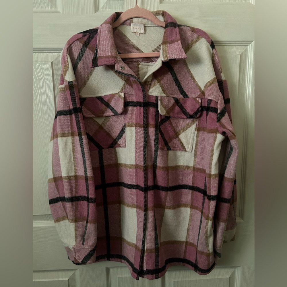 Entro Pink and Brown Plaid Shirt